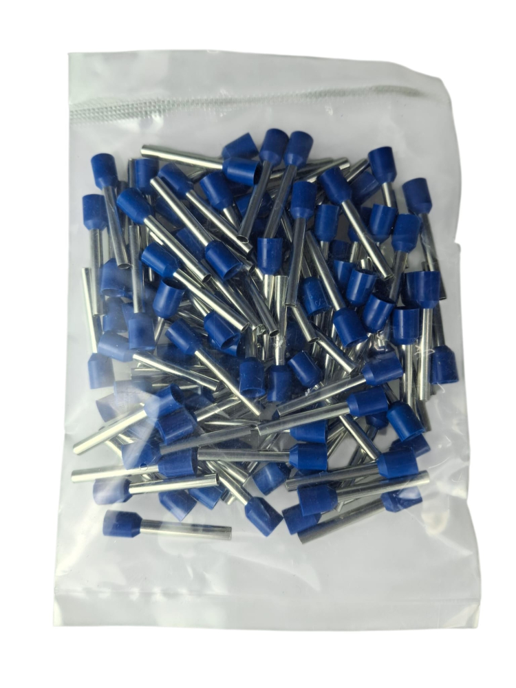 Set 100 pini terminali izolati lungi 2.5mm² albastri ferule cupru 18mm [2]