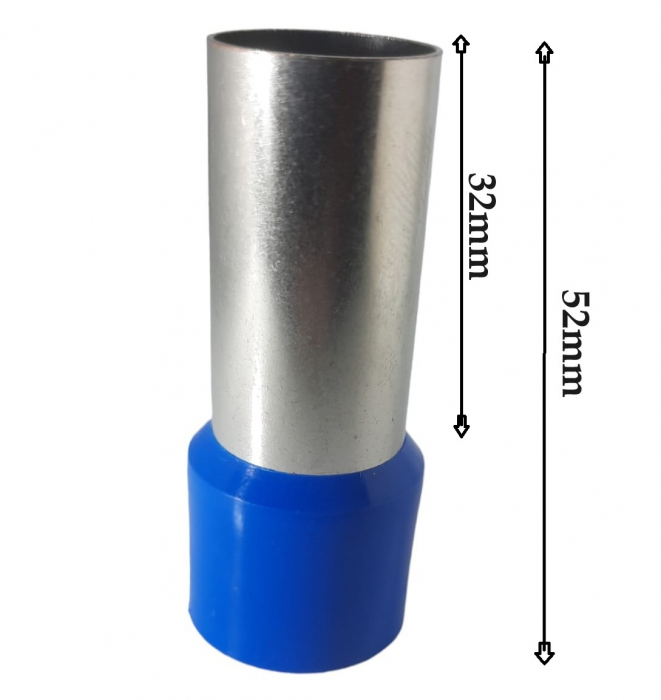Set 25 pini terminali izolati 120 mm² albastri ferule cupru 52mm [5]