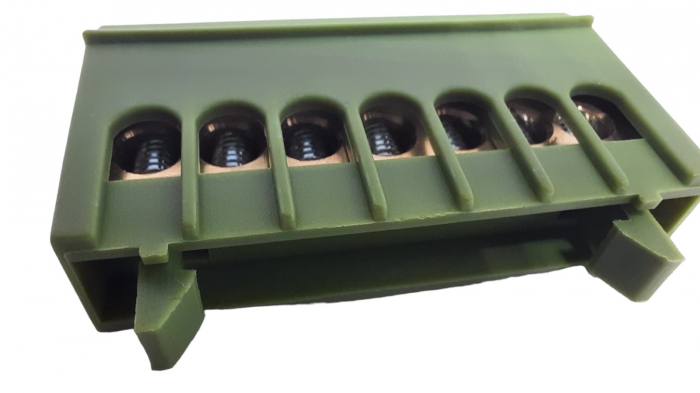 Set cleme bloc terminal barete pentru impamantare si nul albastra si verde pe sina 7 gauri max 16mm² 63A izolate [5]
