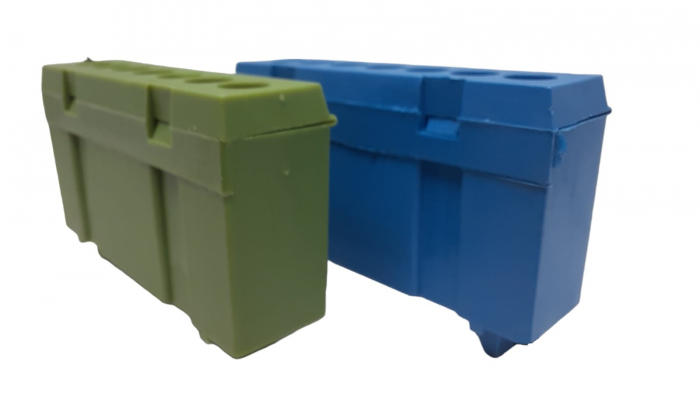 Set cleme bloc terminal barete pentru impamantare si nul albastra si verde pe sina 7 gauri max 16mm² 63A izolate [3]