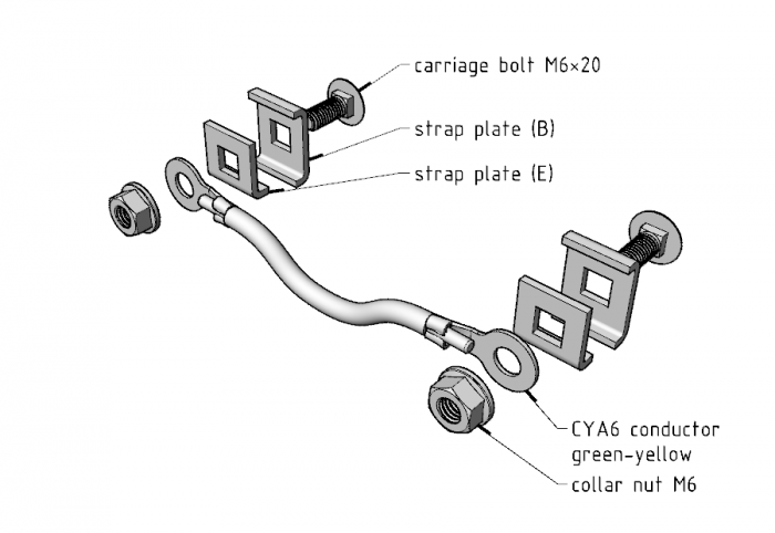 Set conector conductor impamantare pentru canal cablu metalic din sarma mesh SUM 1 [2]
