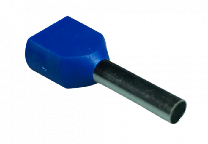 Set pini dubli albastri 2.5mm²  conectori terminal de sertizare izolati poliamida tubulari set 100 buc [3]