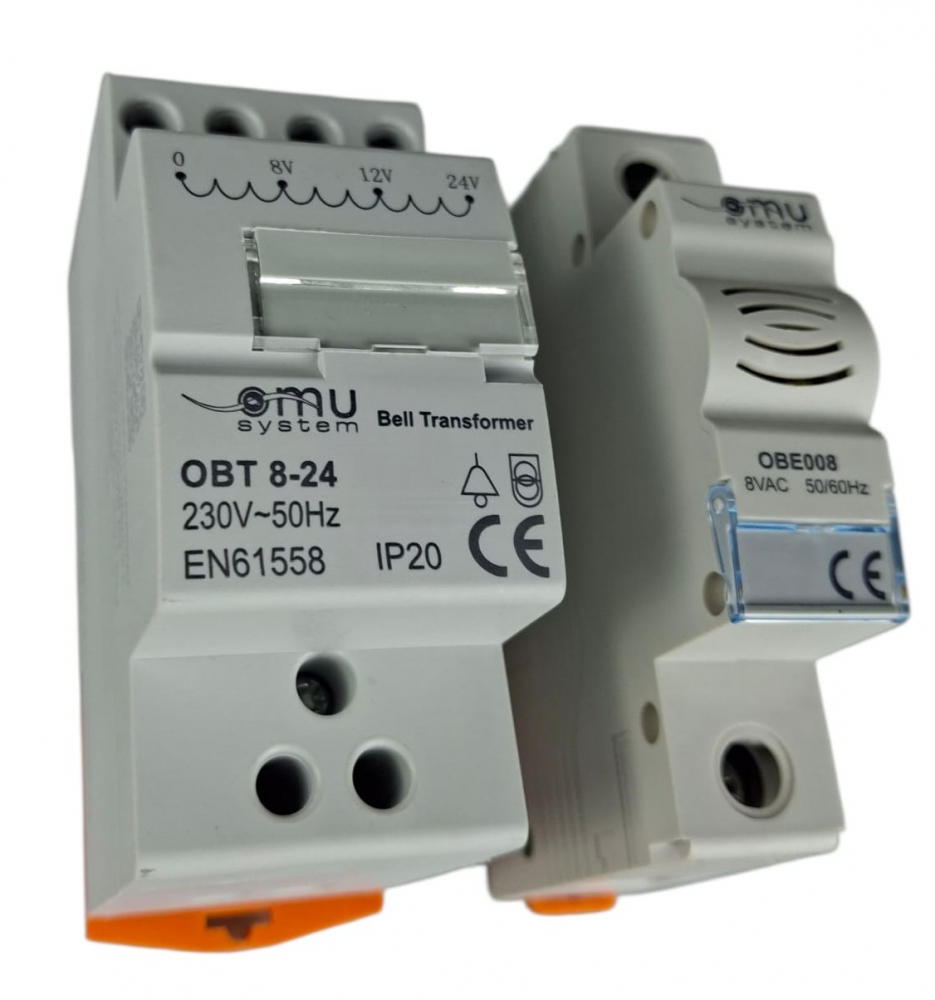 Set transformator de sonerie (8-24V) si sonerie 8V cu montaj pe sina DIN [2]