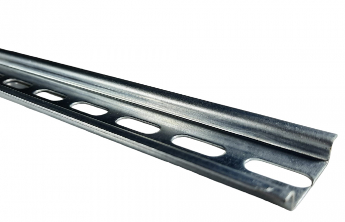 Sina DIN omega pentru sigurante 35mm perforata 250mm otel zincat potrivita pentru 12 module [1]