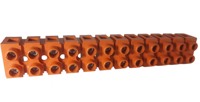 Sir cleme bloc terminal pentru conexiuni 12 gauri 0.5-6mm² 25A culoare portocalie [3]