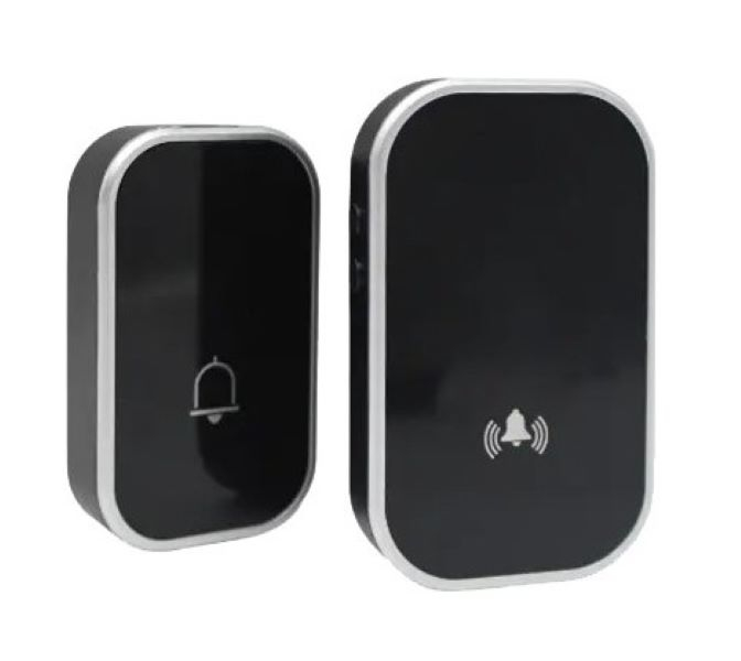 Sonerie fără fir 1 transmițător - comutator cu baterie 12V (1 buton) și 1 receptor negru ( 1 sonerie) la priză , IP44 [2]