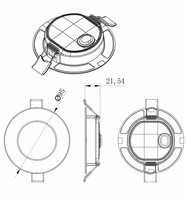 Spot LED de tavan 5W 500lm 95mm CCT (temperatura de culoare reglabila) 3000K/4000K/6500K rotund incastrabil 120° 220-240V IP20 [2]