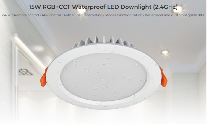Spot LED Miboxer 15W RGB+CCT 1200lm 80lm/W 2700K~6500K, 16 milioane de culori intensitatea luminii ajustabila, control de la distanta 30m 2.4GHz IP54 [5]