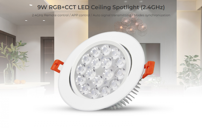 Spot LED Miboxer 9W RGB+CCT 780lm 85lm/W 2700K~6500K, 16 milioane de culori intensitatea luminii ajustabila, control de la distanta 30m 2.4GHz [6]