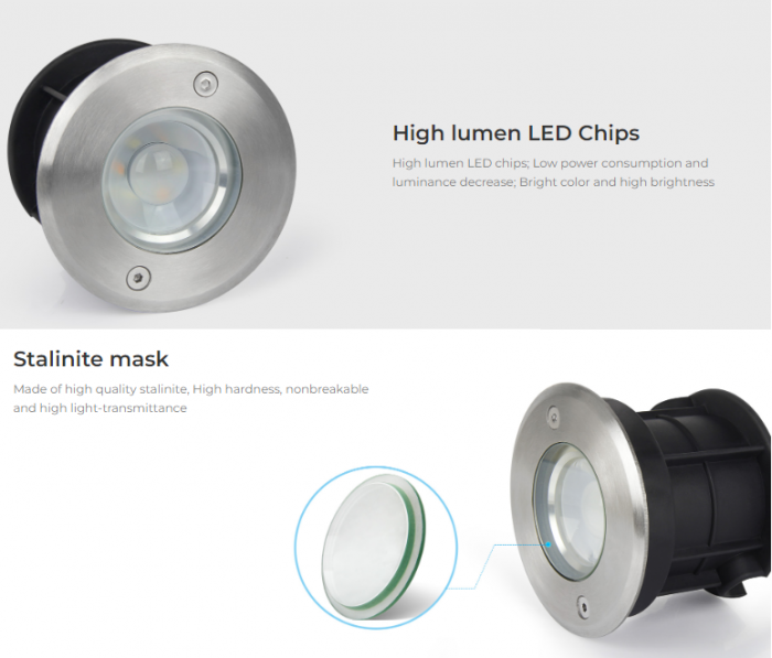 Spot LED subteran Mi-Light MiBoxer lumină pentru sistem SYS 24V 5W 350lm IP68 culoare RGB+CCT SYS-RD1 [9]