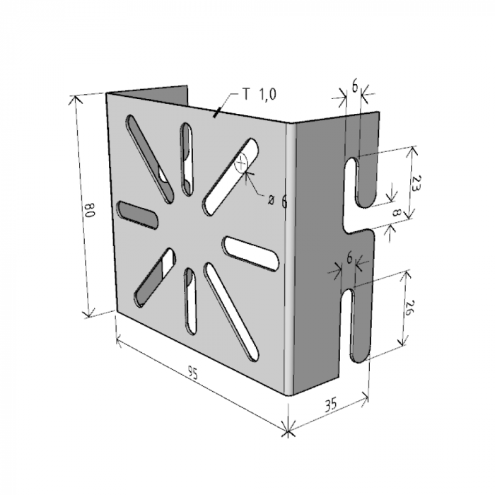 Suport 80x95mm electro galvanizat prindere pe canal cablu din sarma pentru doza de distributie (sau priza, intrerupator etc.) sustinere maxim 5 kg [2]