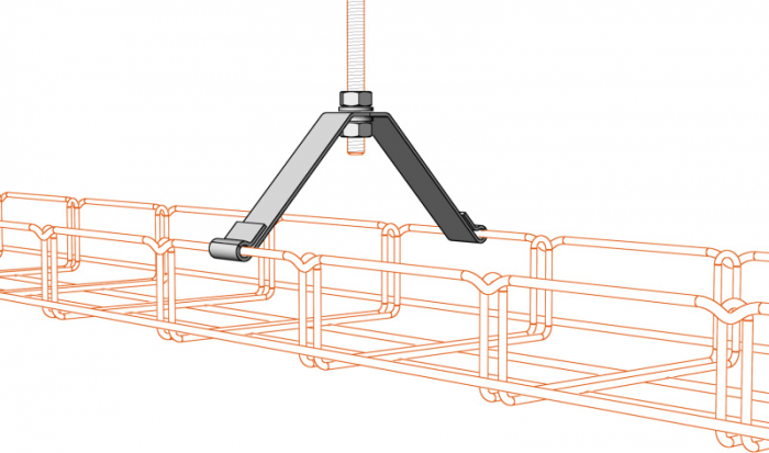 Suport central 150x59mm pentru canal cablu din sârmă 150mm prindere cu tijă filetată M8, susținere maxim 50 kg [2]