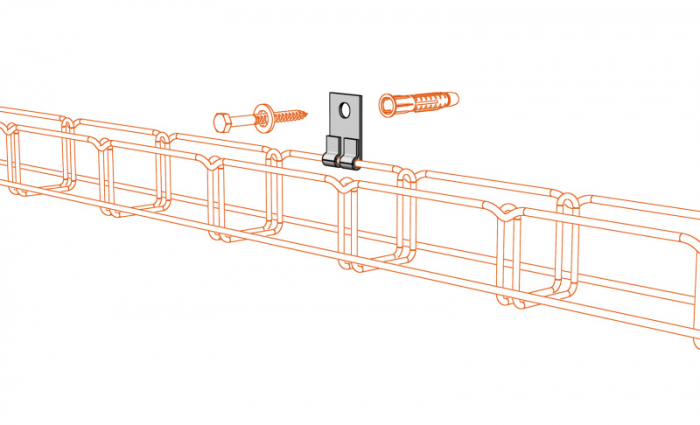 Suport consolă prindere pe perete canal cablu din sârmă cu lățimea de 50mm sau 100mm, susținere maxim 40 kg [3]