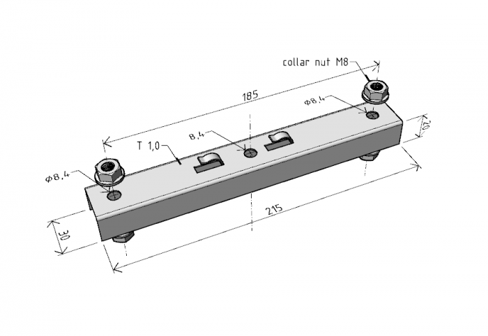 Suport metalic 215mm consolă pentru prindere cu tijă filetată canal cablu din sârmă 150mm sau 50mm [2]