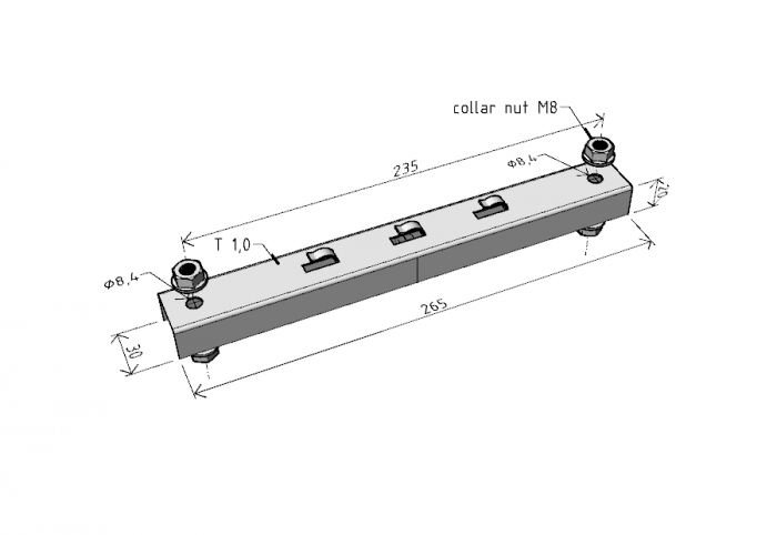 Suport metalic 265mm consolă PZM200 pentru prindere cu tijă filetată canal cablu din sârmă 200mm [2]