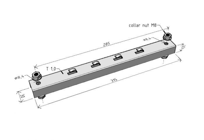 Suport metalic 315mm consolă PZM250 pentru prindere cu tijă filetată canal cablu din sârmă 250mm [2]