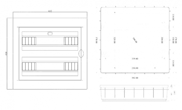 Tablou electric 36 module (2x18 module) incastrat Elettrocanali cu usa fumurie 430x410mm IP40 [5]