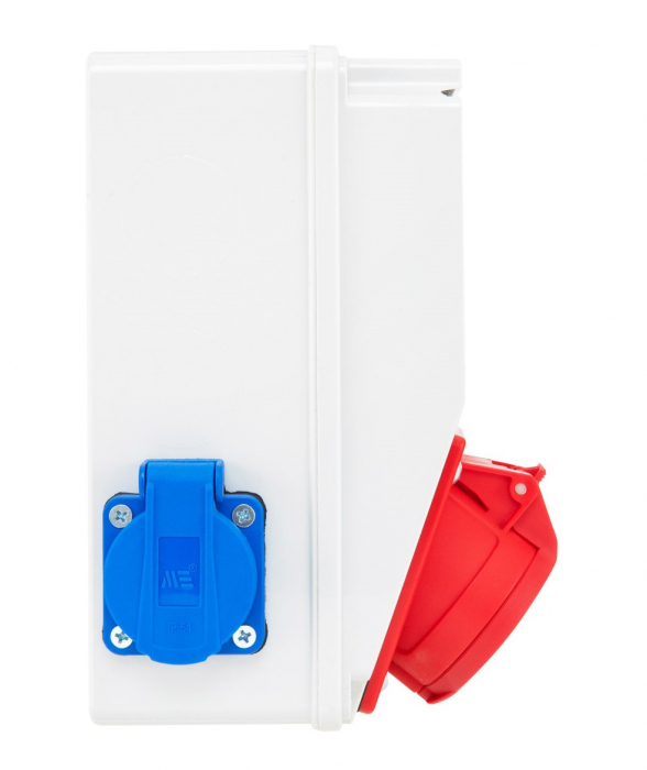 Tablou electric 7 module 218x149mm echipat cu o priza trifazica 16A 3P+N+E si 2 prize monofazice schuko 16A precablat, cu sigurante SCHNEIDER, organizare de santier, distributie IP44 [3]