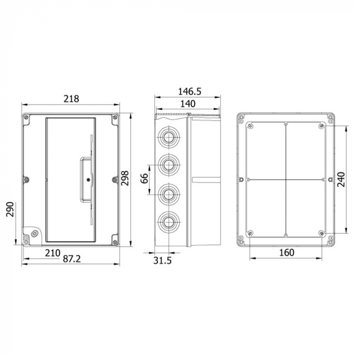 Tablou electric aplicat 14 module IP66 IK06 290x210mm  cu usa fumurie din policarbon PC [2]