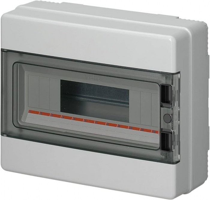 Tablou electric aplicat Elettrocanali 8 module IP65 IK08 cu usa transparenta fumurie [1]