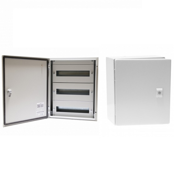 Tablou electric 500x400x200mm 60 module cofret dulap cabinet metalic modular  3 randuri x 15 module IP66 aparent cu plastroane sina DIN pentru montaj contrapanou placa de montaj [3]