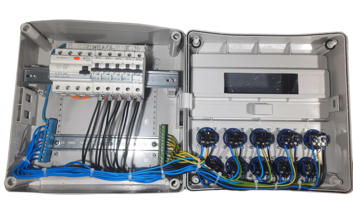Tablou electric echipat cu 10 prize monofazice schuko 16A panou organizare de santier cu sigurante IP44 [9]