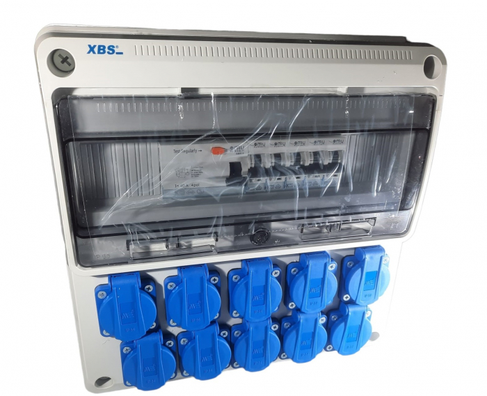 Tablou electric echipat cu 10 prize monofazice schuko 16A panou organizare de santier cu sigurante IP44 [6]