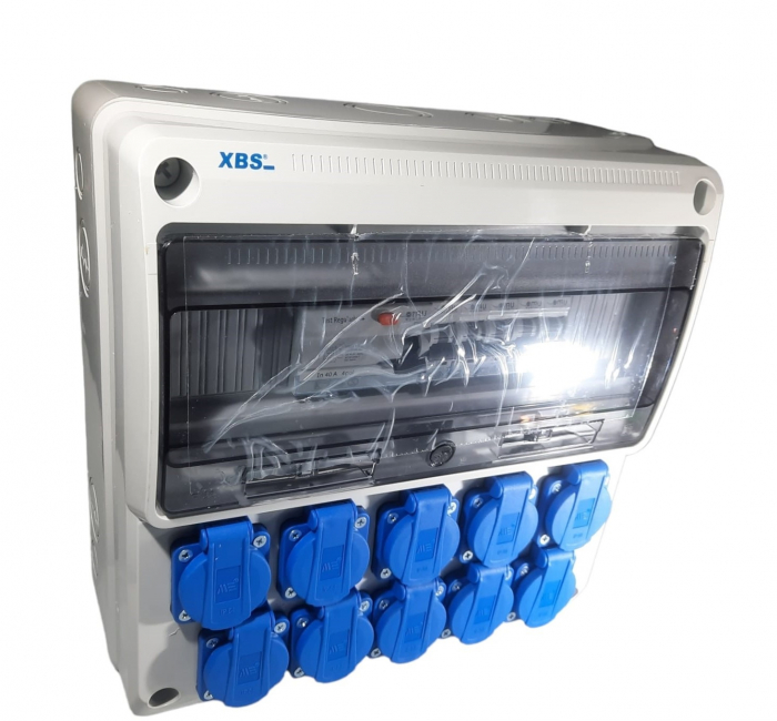 Tablou electric echipat cu 10 prize monofazice schuko 16A panou organizare de santier cu sigurante IP44 [4]