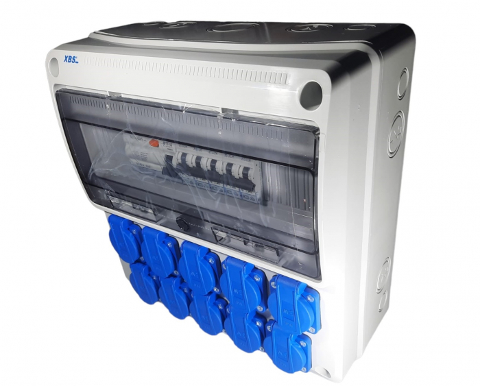 Tablou electric echipat cu 10 prize monofazice schuko 16A panou organizare de santier cu sigurante IP44 [5]