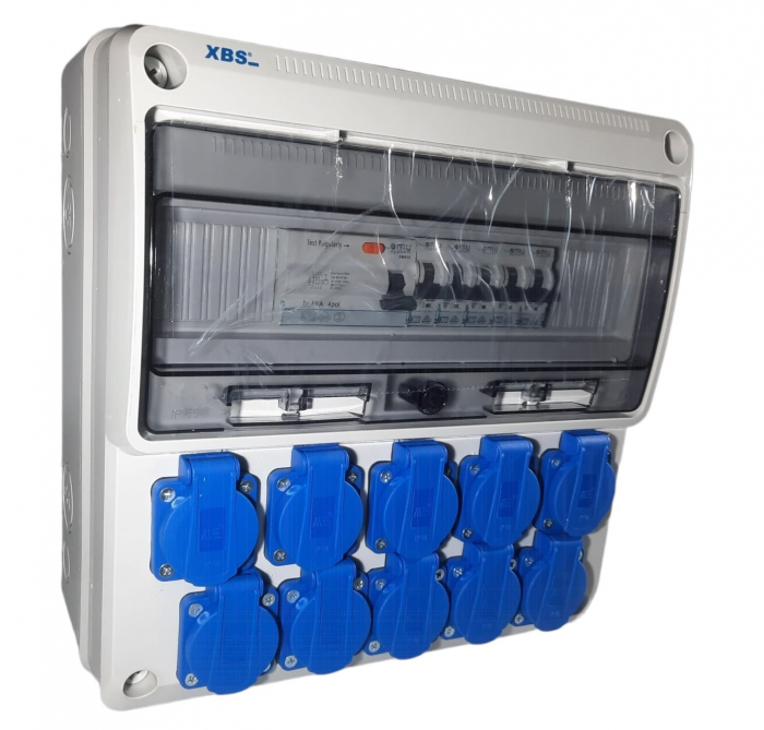Tablou electric echipat cu 10 prize monofazice schuko 16A panou organizare de santier cu sigurante IP44 [2]