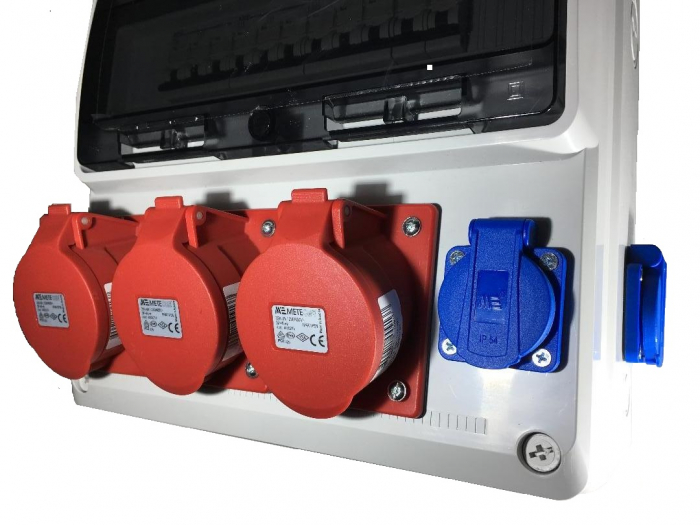 Tablou electric echipat cu 3 prize 5 poli 32A si 2 prize monofazice schuko si sigurante organizare de santier plastic IP44 [3]