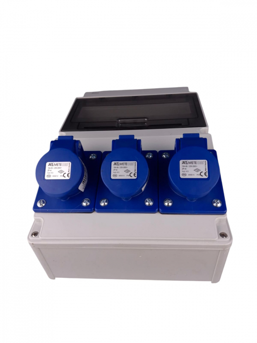 Tablou electric echipat cu 3 prize monofazice industriale 16A panou organizare de santier cu sigurante si legaturi - precablat IP44 [5]