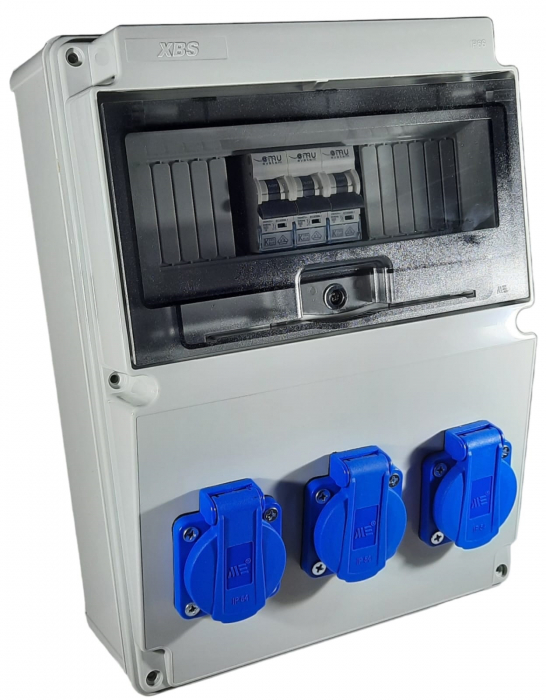 Tablou electric echipat cu 3 prize monofazice schuko 16A panou organizare de santier cu sigurante IP54 [1]