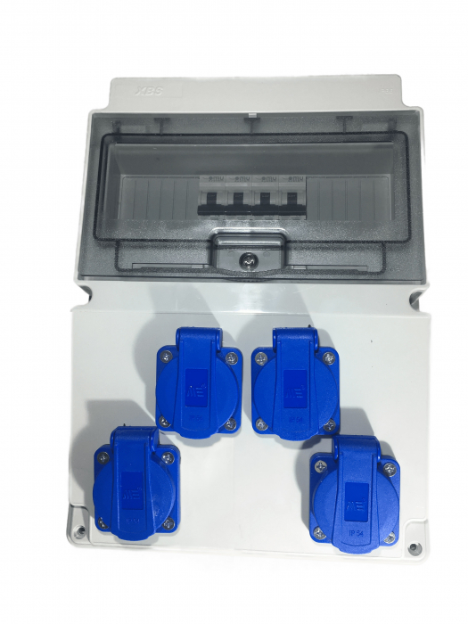 Tablou electric echipat cu 4 prize monofazice schuko 16A panou organizare de santier cu sigurante IP54 [2]