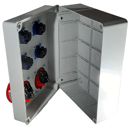 Tablou electric echipat pentru distributie, organizare de santier cu o priza 5 poli 16A, o priza 5 poli 32A si 4 prize monofazice IP44 [3]