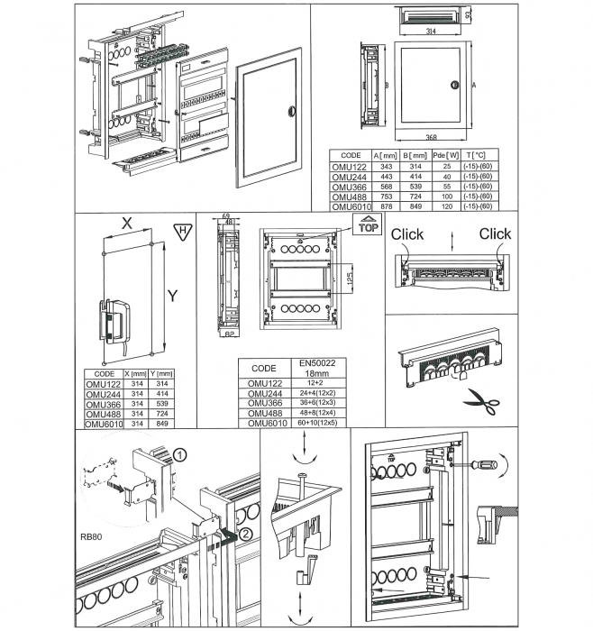 Tablou electric incastrat 24+4 module usa metalica 2 randuri la 850º C IP40 [11]