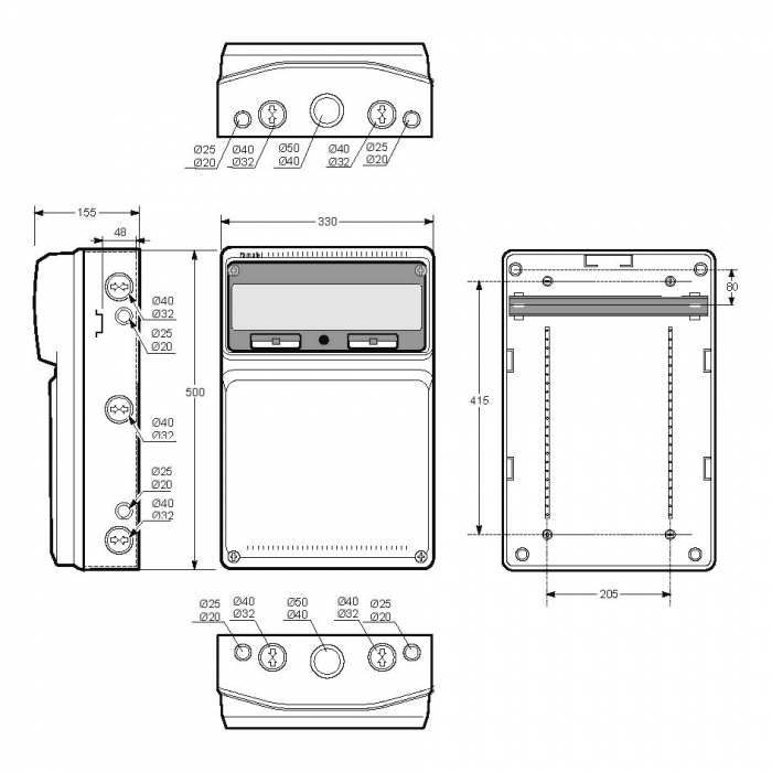 Tablou neechipat ABS 16 module usa de vizitare transparenta 506x330x155mm IP65 IK08 [2]