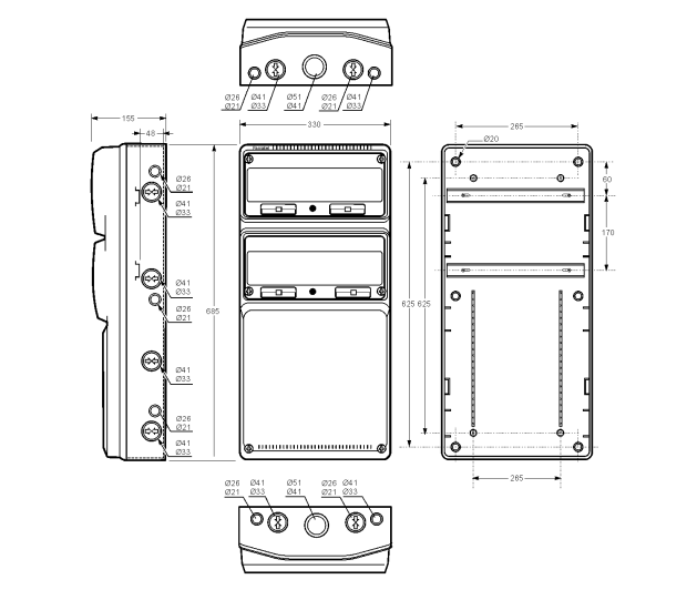 Tablou neechipat ABS 32 module 2 usi de vizitare transparente cu 16 module 685x330x155mm IP65 [2]