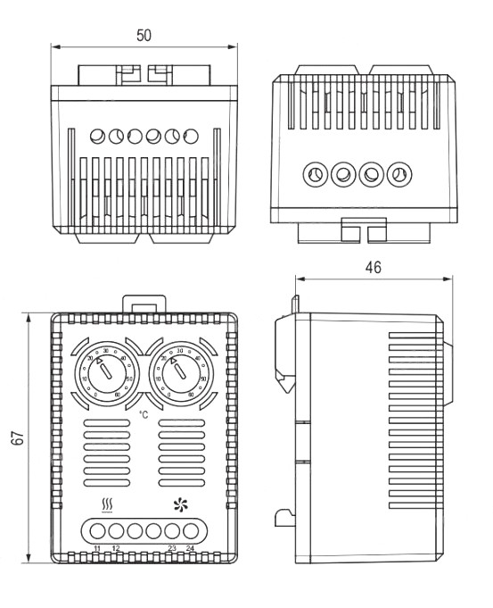 Termostat incalzire racire pe sina bimetal 0-60 grade 1NO/1NC IP20 [3]