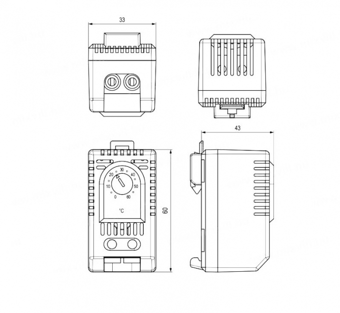 Termostat pe sina de racire contact NO 0-60 grade 10A  IP20 [2]
