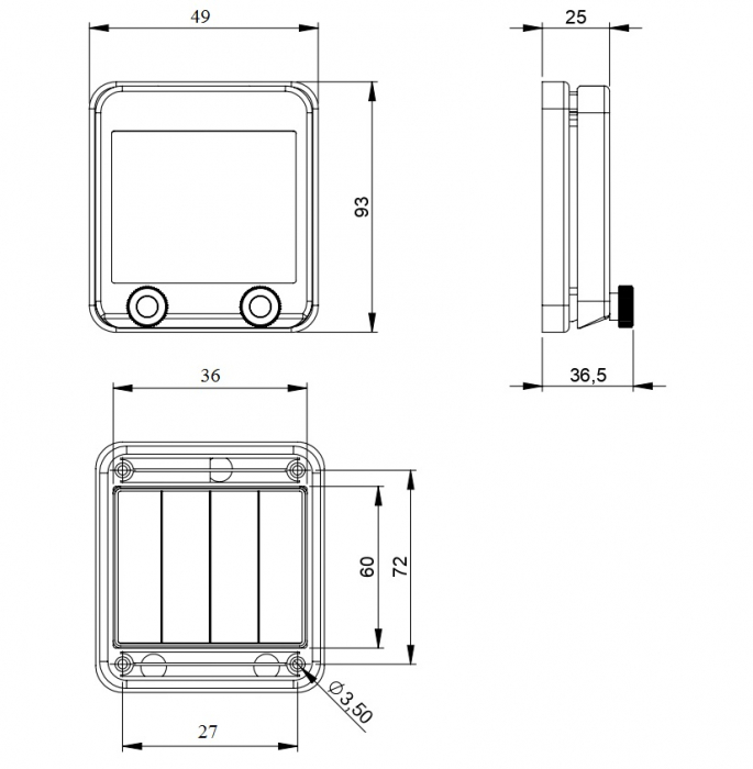 Usa vizitare 2 module fumurie pentru tablouri electrice 49x93mm IP67 [3]