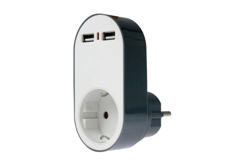 Accesorii electrice - Adaptor priza cu 2 x USB 5 V / 2400 mAh, schuko 230 V, 16 A, max. 3500 W