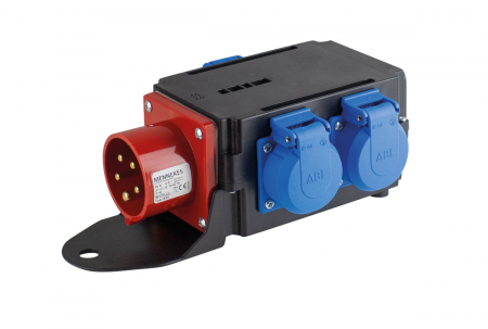 Prelungitoare - Adaptor trifazic industrial MIXO IP44 intrare 5 poli 16A iesire 3 schuko 230V