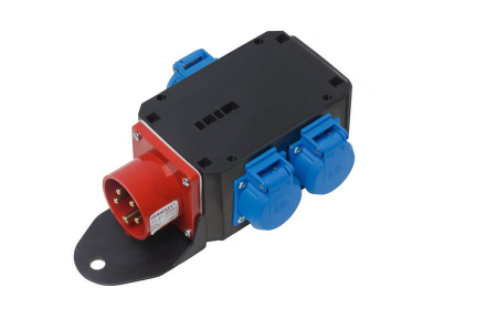 Adaptor trifazic industrial MIXO IP44 intrare 5 poli 16A iesire 3 schuko 230V [1]