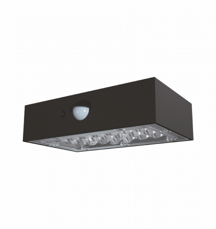 Aplice si plafoniere - Aplică de exterior 3W 350lm 4000K IP65 felinar solar de perete culoare neagră ABS + PC detectie 140°x70° pana la 6 metri, baterie  18650, 3.7V, 1200mAh, 4.44Wh