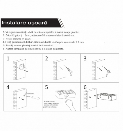 Aplică de exterior 3W 350lm 4000K IP65 felinar solar de perete culoare neagră ABS + PC detectie 140°x70° pana la 6 metri, baterie  18650, 3.7V, 1200mAh, 4.44Wh [5]