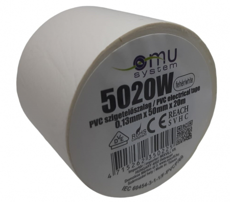Accesorii electrice - Banda izolatoarea lata alba PVC ignifug 20m x 50mm