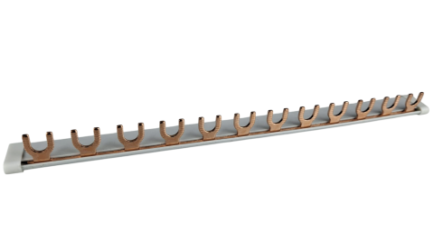 Accesorii electrice - Bara Pieptene busbar OMU SYSTEM 1 pol 63A izolata 210mm 10mm² tip U / furca , 12 module pentru conexiuni electrice 230/400V AC