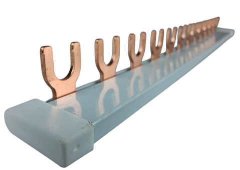 Bara Pieptene busbar OMU SYSTEM 1 pol 63A izolata 210mm 10mm² tip U / furca , 12 module pentru conexiuni electrice 230/400V AC [7]