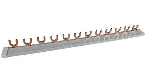 Bara Pieptene busbar OMU SYSTEM 1 pol 63A izolata 210mm 10mm² tip U / furca , 12 module pentru conexiuni electrice 230/400V AC [5]